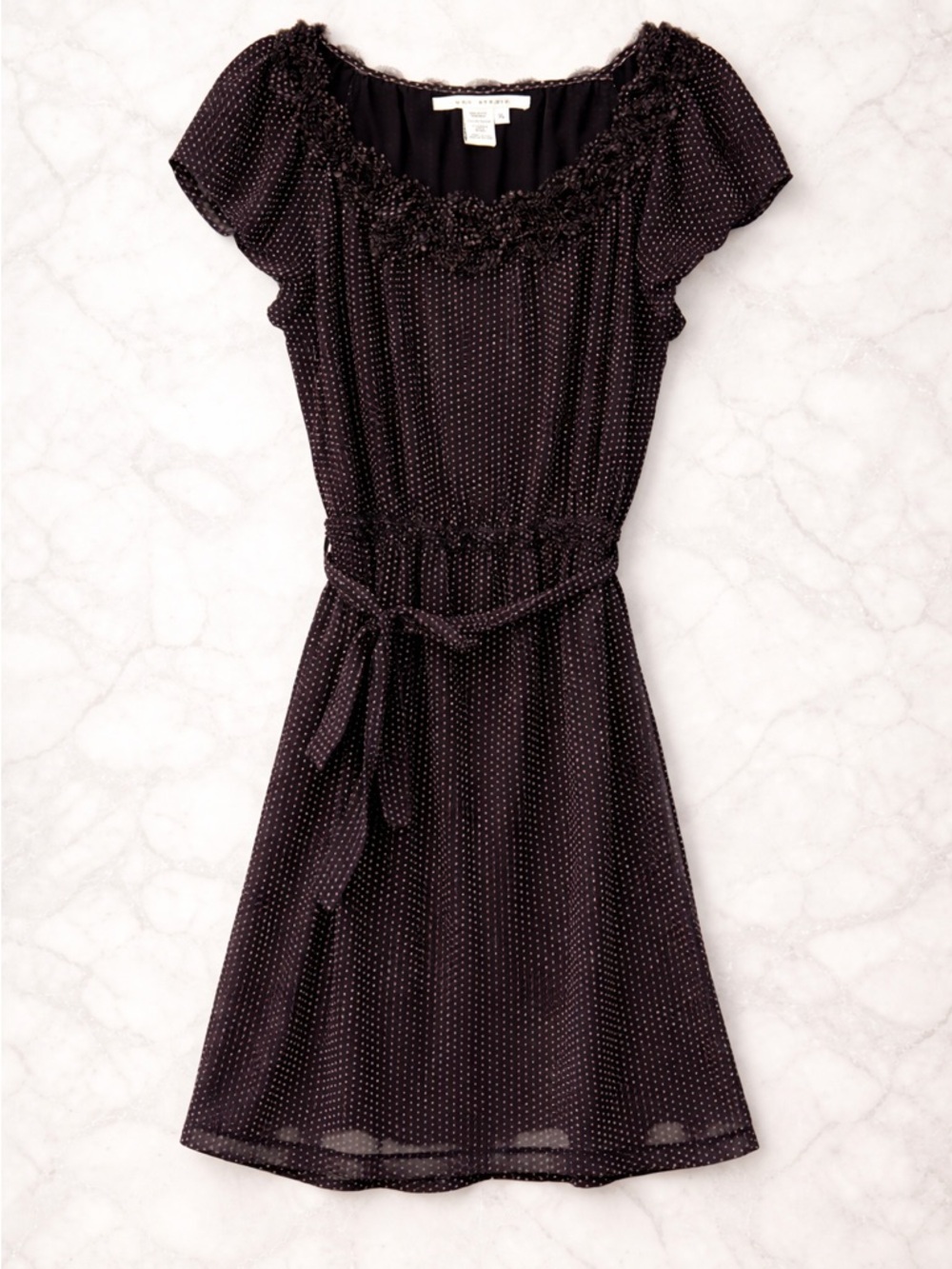 Max Studio Black Polka Dot Ruffle Dress XL | Boho Coquette Mini A-Line